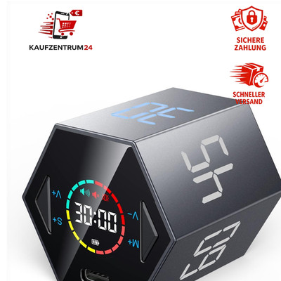 Ticktime Pomodoro Timer Cube für ADHS, leise, einstellbar, grau