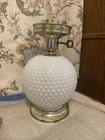 Vintage Hobnail Milk Glass Table Hurricane Lamp No Shade