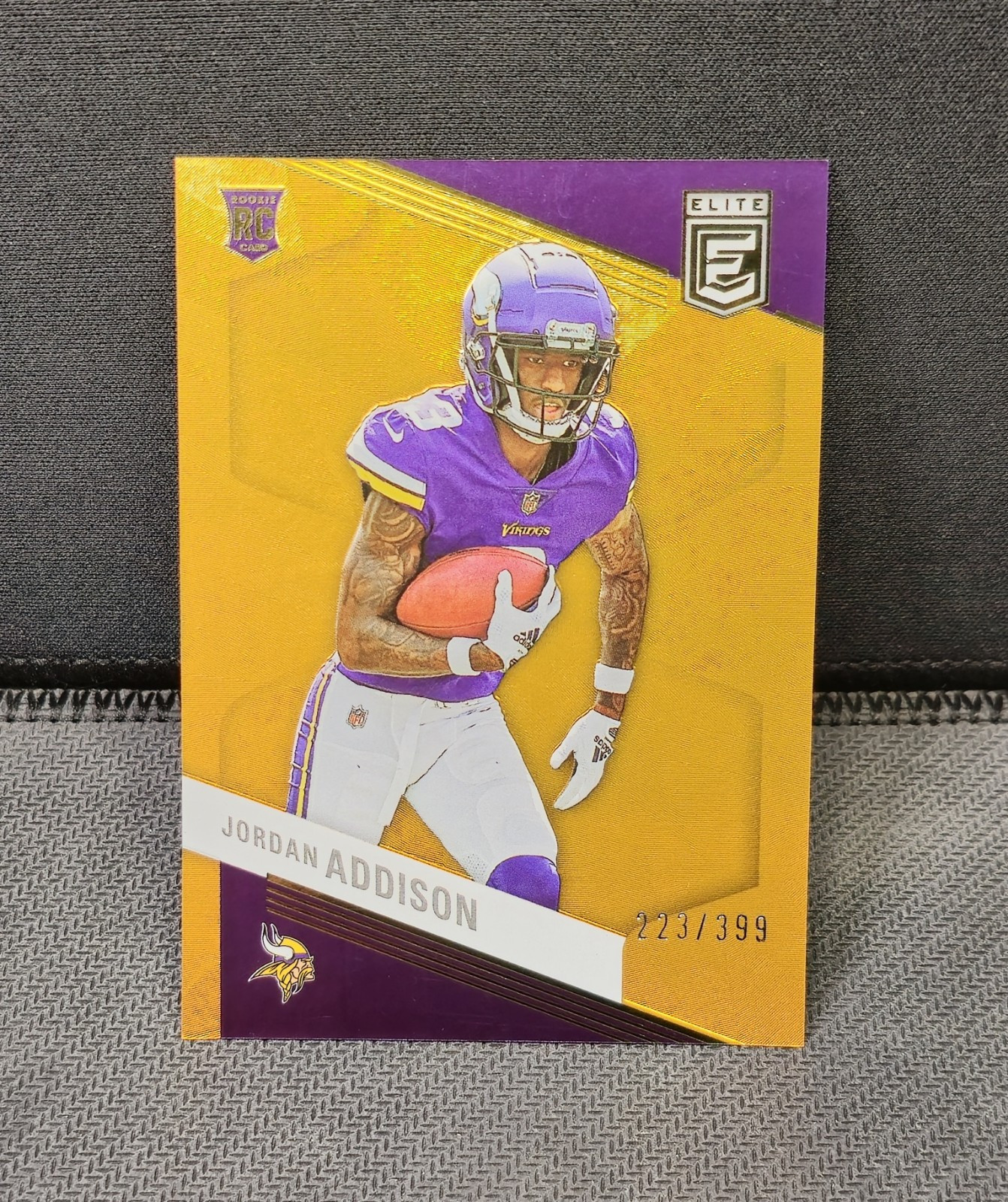 Jordan Addison 2023 #d /399 Panini Donruss Elite Orange Parallel Rookie Vikings