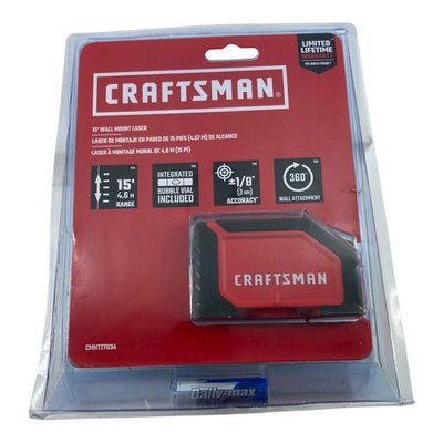#ad Craftsman 15#x27; Wall Mount Laser w Integrated Bubble Vial CMHT77634 NEW $24.95
