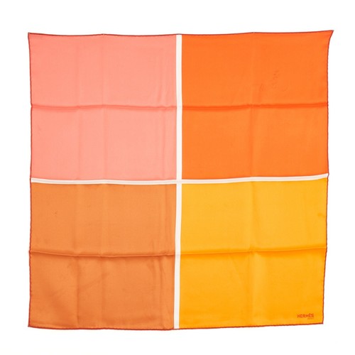 Hermès 2015 Square Scarf 70 Quadri Orange Yellow Silk carre 70 Scarf Hermes