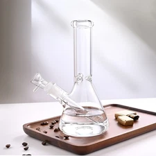 9in Glss Bong Classic Heavy Duty Glass Beaker Bong  w/14MM Bowl & Hanging Screen
