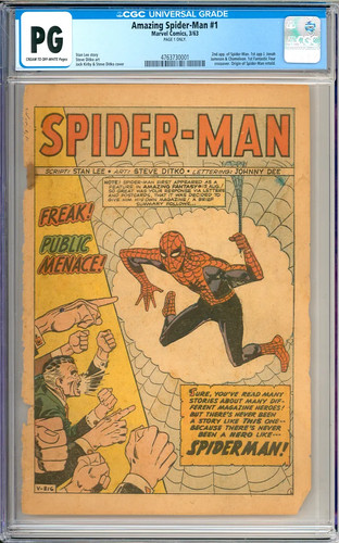 Amazing Spider-Man #1 Splash Page Origin Re-Told Silver Age Marvel 1963 CGC PG 1
