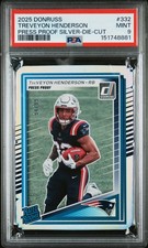 2025 PANINI DONRUSS PRESS PROOF SILVER-DIE-CUT TREVEYON HENDERSON RC 94/99 PSA 9