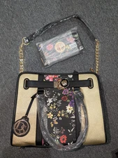 Dasein Womens Fashion Large Faux Leather Satchel Handbag w/ Matching Wallet NEW