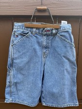 Vtg Tommy Jeans Youth Denim Carpenter Shorts Blue Cotton Size 14 Y2K 90s Boys