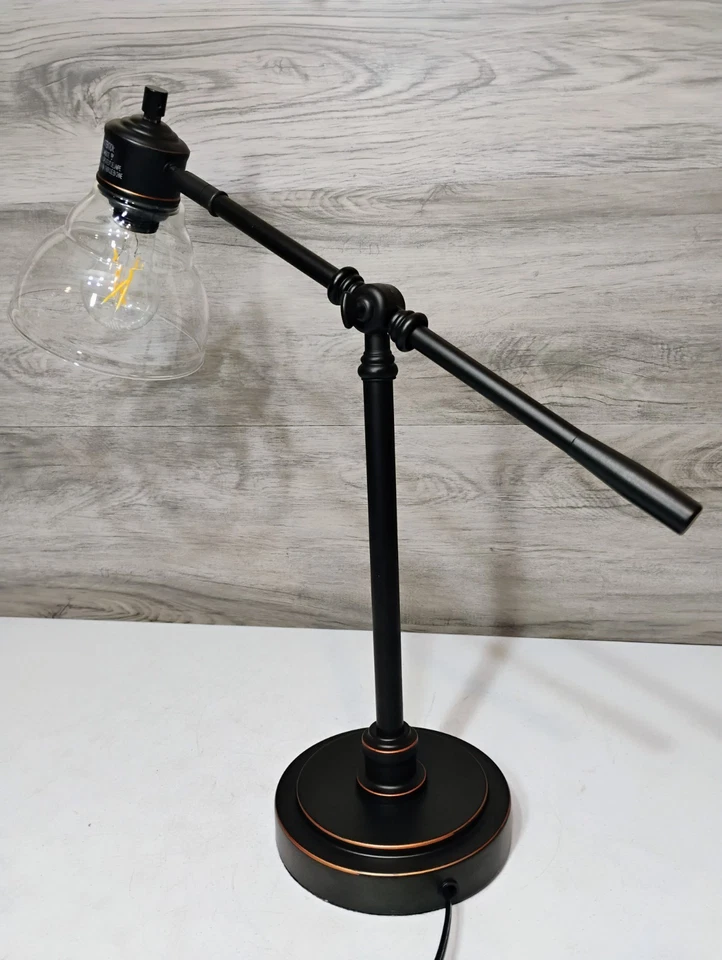 Lámpara de escritorio de bronce frotado con aceite de 18,25" con bombilla LED incluida Foto 2 de 4