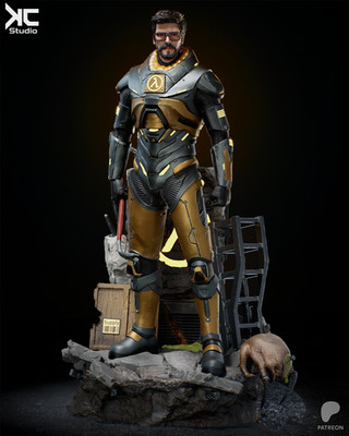 Gordon Freeman - Half Life 1/6 or 1/8 Scale Statue 3D Print Model Kit Unpainted