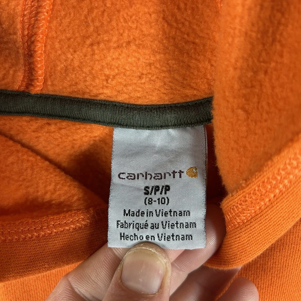Moletom com capuz Carhartt meninos jovens pequeno 8/10 laranja casual manga longa lã FALHA - Imagem 2 de 4