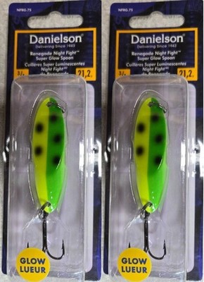 2 Packs, Danielson Night Fight Renegade Spoon 3/4oz, South Paw NFRG.75SP, NEW