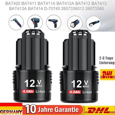 2X 12V 4800mAh Li-ion AKKU für Bosch BAT411 BAT411A BAT412 GDR GOP GSR 10.8V LI