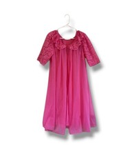 Vintage 1950s 1960s Hot Pink Babydoll Nightgown Peignoir Set Vanity Fair Sz 34