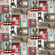Paw-sitively Awesome - Dog's Patchwork Cotton Fabric 18  x 44  100 Cotton