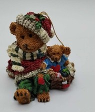 Christmas Ornament Santa Teddy Bear Holding Bear Country Hanging Decoration 3"