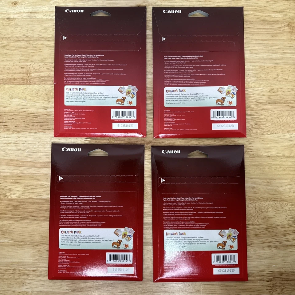 NEW Lot Of 4 Canon Photo Paper Plus Semi-Gloss 5" X 7" 20 Sheets SG-201 260GSM - Image 3 of 4