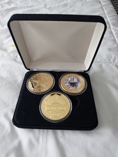 Emmitt Smith Pro Football Hall Of Fame NFL Three Gold Coins In Case *Mint*