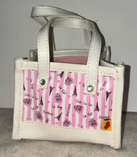 Build A Bear Paris Purse Eiffel Tower Pink White Stripes Hand Bag Dog Cat BABW
