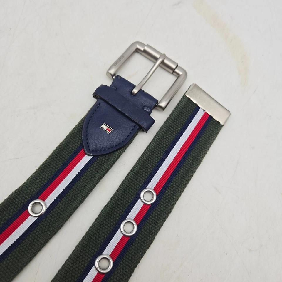 Tommy Hilfiger Cinturón Verde Trenzado Tejido Lona Para Hombres 40 Hebilla de Níquel Nuevo Sin Etiquetas Foto 3 de 4
