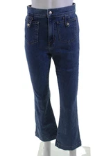 Veronica Beard Women High Waist Flared Ankle Jeans Dark Blue Size 26