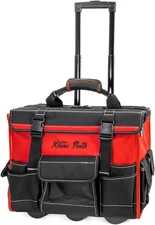 18" Rolling Tool Bag Organizer with Telescoping Handle, Wide Storage