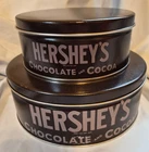 Two Hersheys Chocolate and Cocoa Round Tins Brown Vintage 8" & 6" Empty