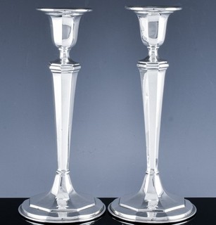 QUALITY PAIR ART DECO AMERICAN STERLING SILVER TALL CANDLESTICKS CANDLE HOLDERS