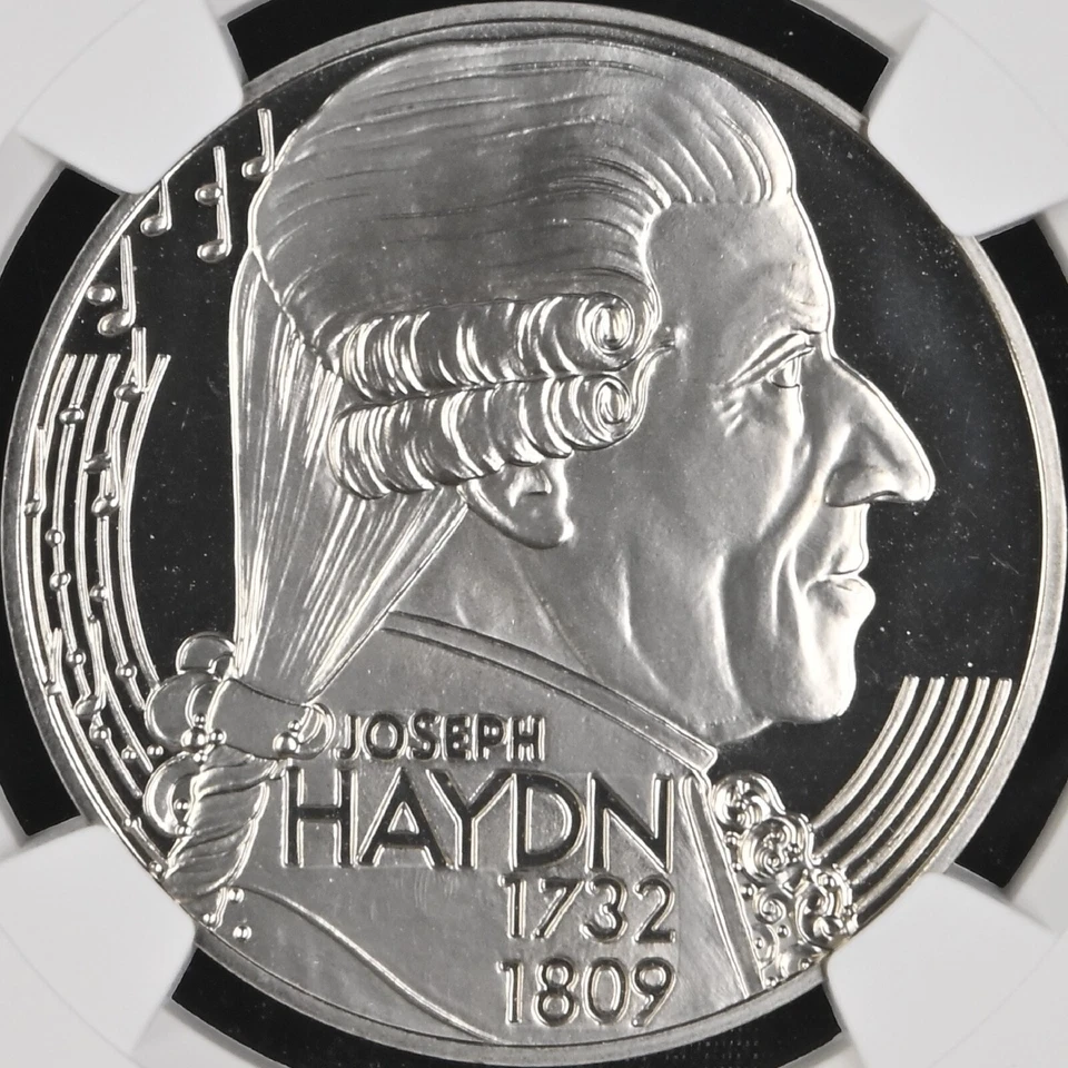 AUSTRIA. 1998, 5 ECU - NGC PF69 - Top Pop 🥇 Joseph Haydn 🎶 - Image 4 of 4