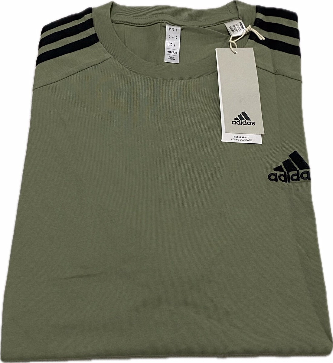 Adidas Men’s ADICOLOR Classic Stripes Medium T Shirt Tent Green New