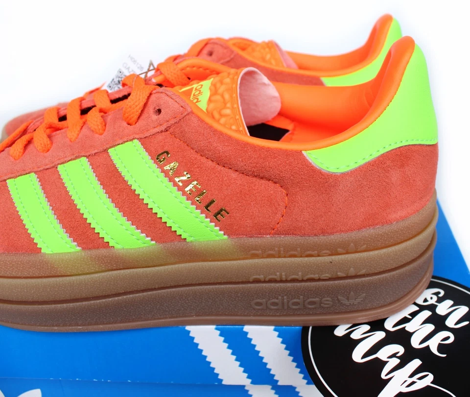 Adidas Originals Gazelle Bold W Solar Orange Volt Green Gum UK 4 5 6 7 8 US New - Image 4 of 4