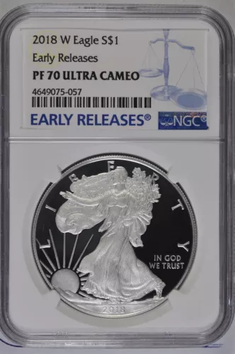 2018 W 1oz Silver Eagle NGC PF70 UCAM - Early Releases - Blue Label