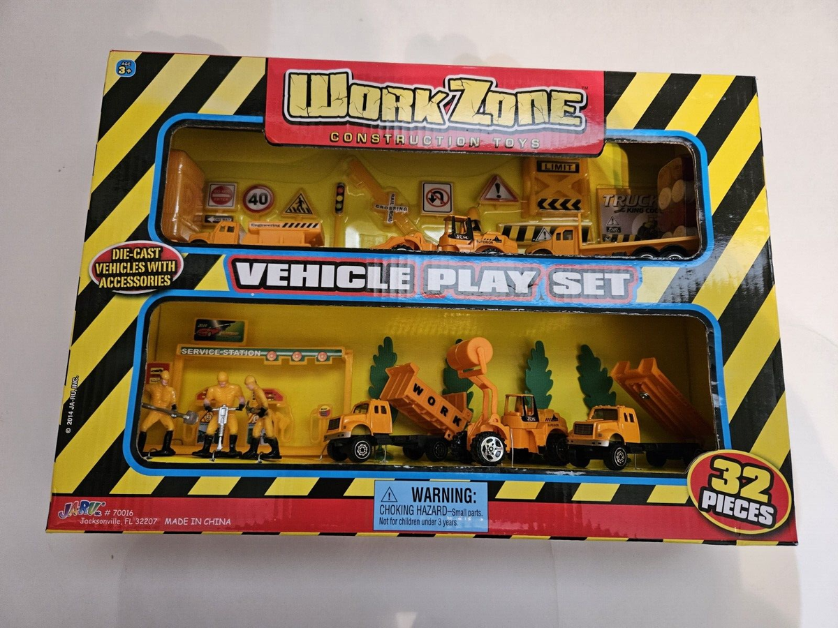 JA-RU inc. Work Zone Construction Toys 32 Pieces Vehicle Play Set