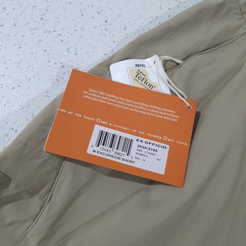 ExOfficio L/XL Khaki Beige Nylon Water Resistant Quick Dry Hiking Shorts NWT - Picture 8 of 8