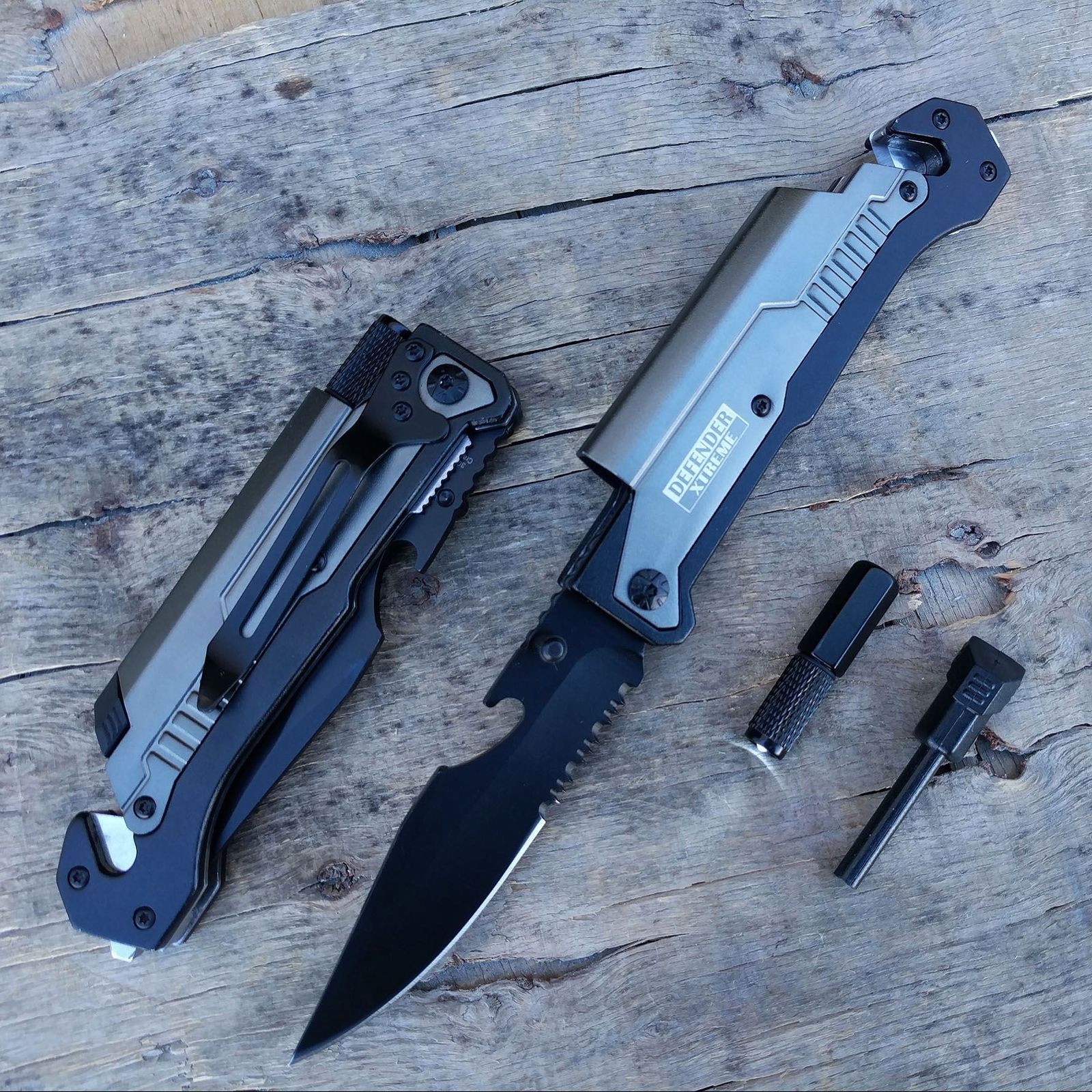 8.75" MULTIFUNCTIONAL Gunmetal Self Defense Tactical Rescue Pocket