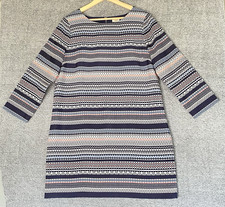 J. Crew Women's Shift Dress Geometric Boho Multicolor 3/4 Sleeve Lined Size 12