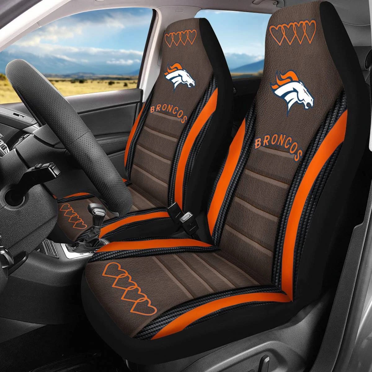 Car Seat Cover Seat Protector 2Pc for Denver Broncos