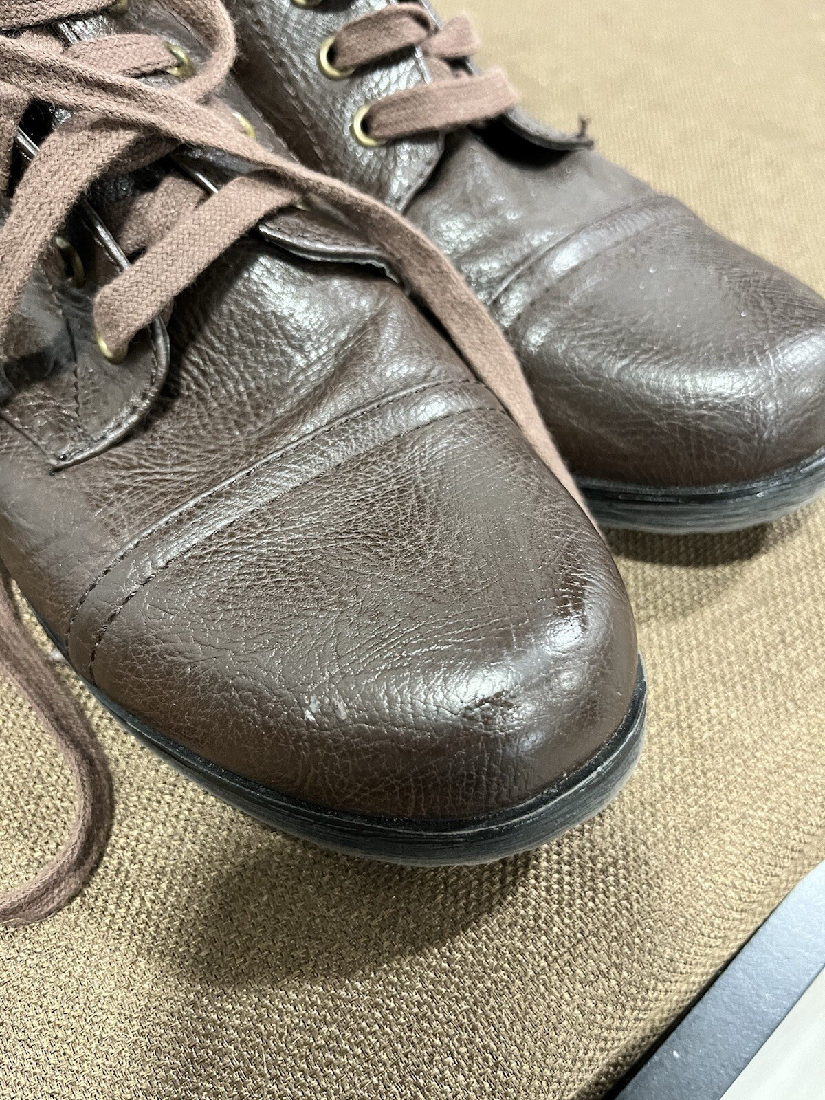 Crown Vintage Combat Boots Brown Lace Up Women’s Sz 11M 