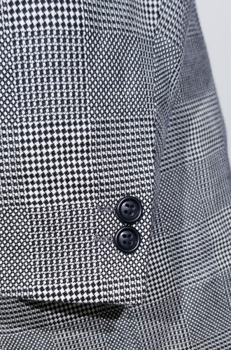 Chaqueta Blazer Abrigo Deportivo Vintage 40R Negro Blanco Geométrico Tweed Doble Pecho - Imagen 3 de 8