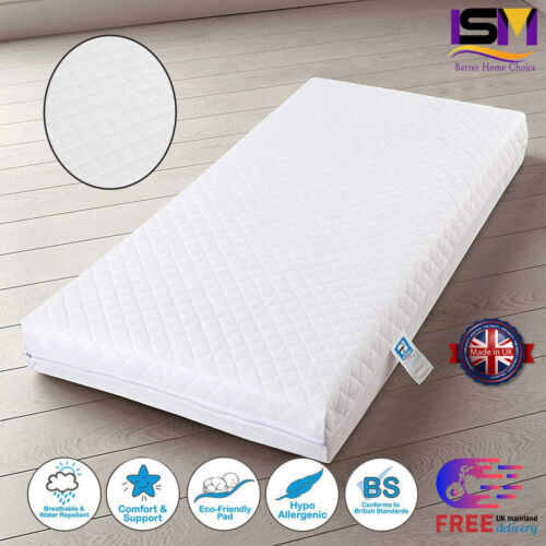 NEW QUILTED BABY COT BED TODDLER MATTRESS WATERPROOF BREATHABLE ALL SIZES - Afbeelding 1 van 20