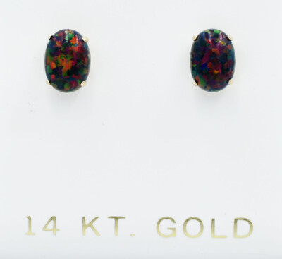 GENUINE 1.40 Cts OPAL STUD EARRINGS 14k GOLD - Free Appraisal Service - NWT