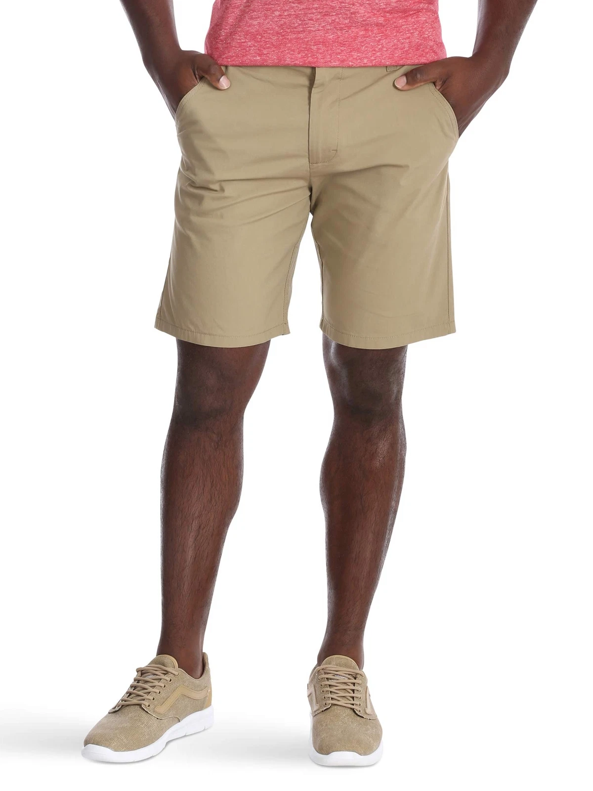 Wrangler Authentics Mens Performance Comfort Flex Flat Front Short Dark Khaki 34