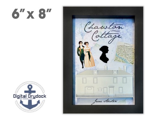 Jane Austen Chawton Cottage Memorial Display Shadow Box, 5.75" x 7.75", Black - Picture 5 of 5