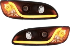 Peterbilt 386/387 Projection Headlights Black w/LED Glo Position Bar 31239+40