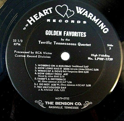 The Terrific Tennesseans Golden Favorites 1963 RARE Vinyl Record LPHF-1739 - Picture 9 of 9