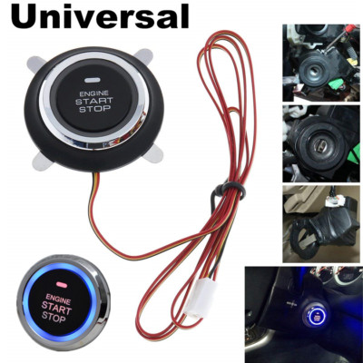 Blaue LED 12V PKW LKW Motor Push Start Stop Knopf Zünd Starter Switch Universal