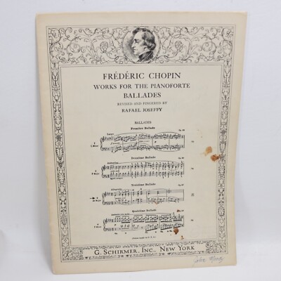 Frederic Chopin Ballades for Piano Sheet Music Score 1916 Schirmer