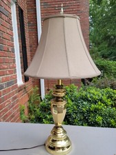 Dale Tiffany Lighting 34" Table Lamp Style Brass W/Orig Custom Shade Dual Bulb