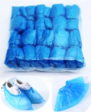 TECHTONGDA 100 pieces of Disposable PE Plastic Shoe Covers Blue for Home/Hotel