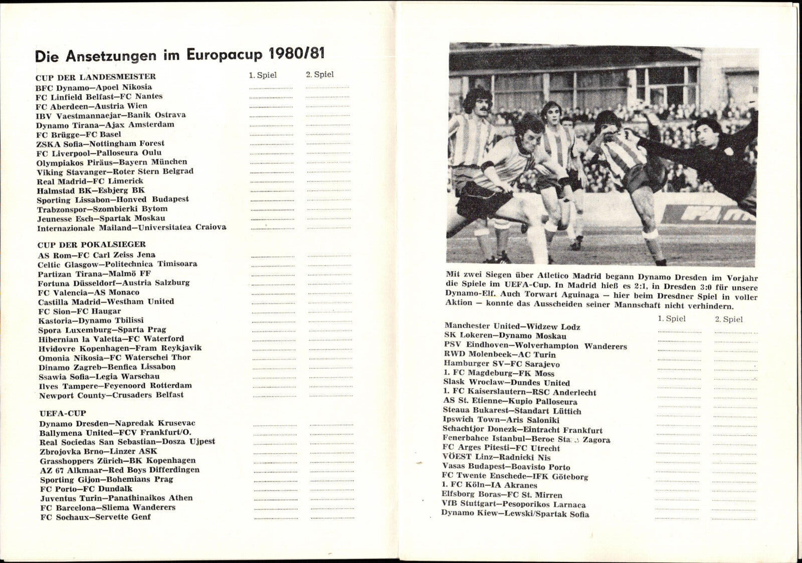 UEFA - Ec III 80/81 Sg Dynamo Dresden - Napredak Krusevac, 17.09.1980