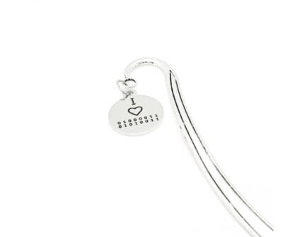I Love CS Charm Bookmark, Binary Code, Coding, Son Gift, Daughter, Boyfriend
