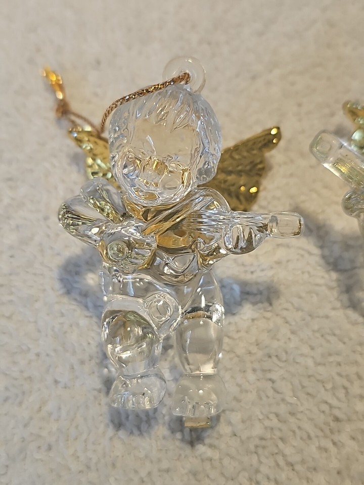 Vintage Clear Plastic Acrylic "Angel Cherubs" Christmas Ornaments (Set